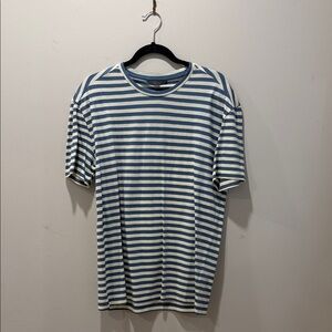 John Varvatos Navy and White Striped Tee
